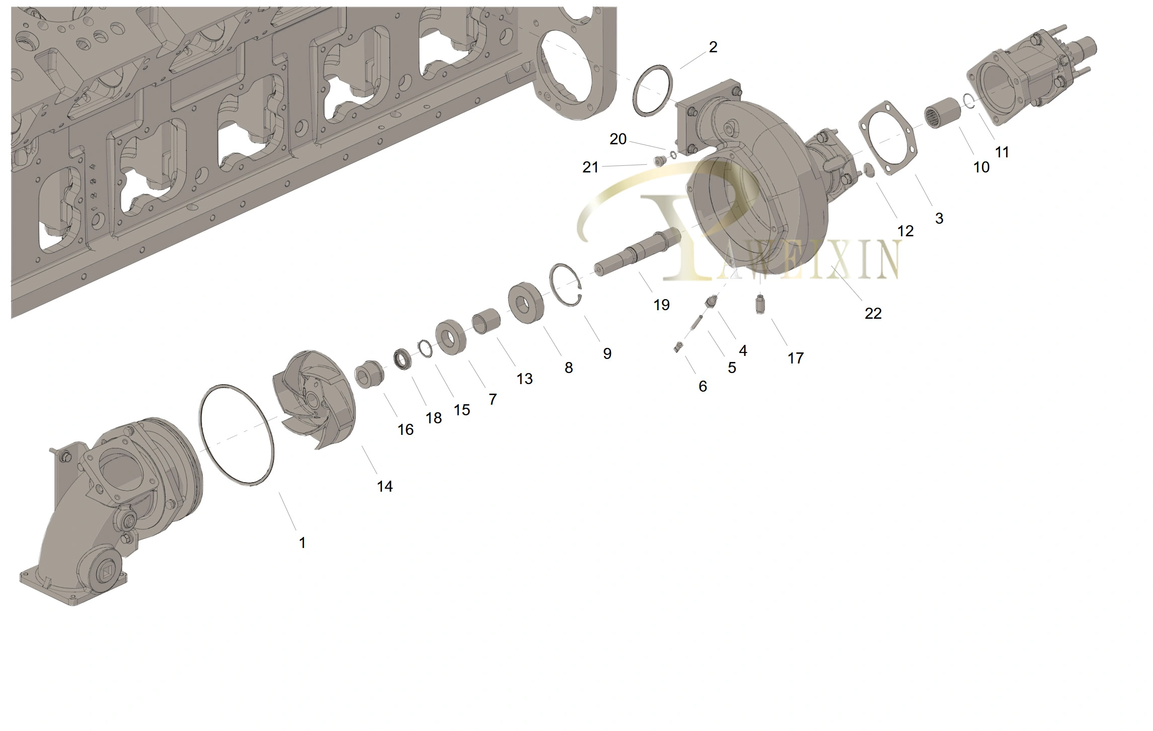 Heavy duty truck diesel engine parts K60 water pump 4376121 Water pump body 4372331 - Image 3